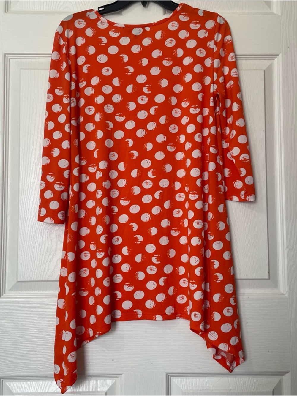 Bright Orange Polka Dot Asymmetrical Tunic Dress